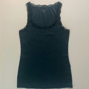 Forest Green Banana Republic Lace Trimmed Scoop Neck Tank